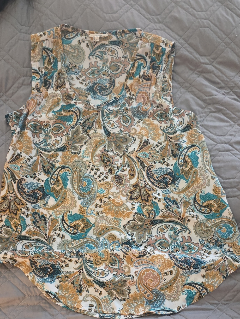 Maurices Teal, Gold, Cream Paisley Blouse